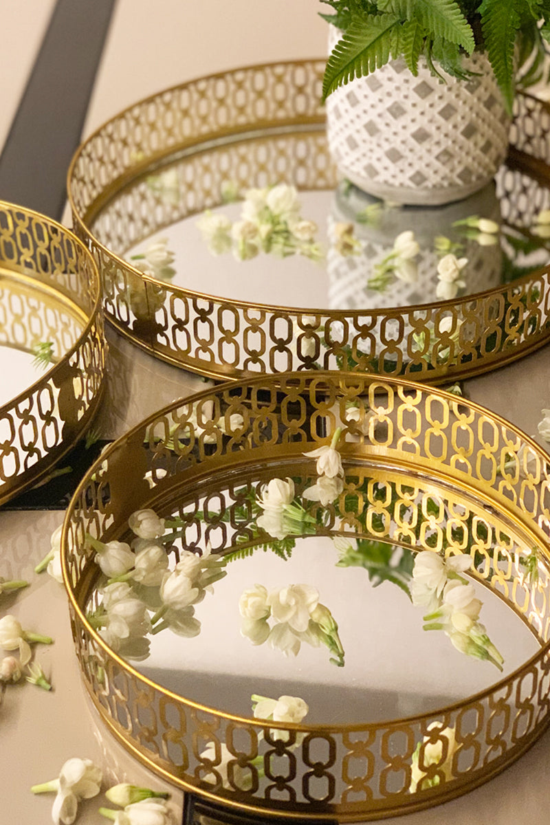 Circ Mirror Tray Set