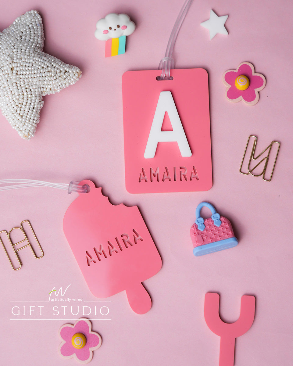 Kids Name Tag Gift Set - Berry Pink