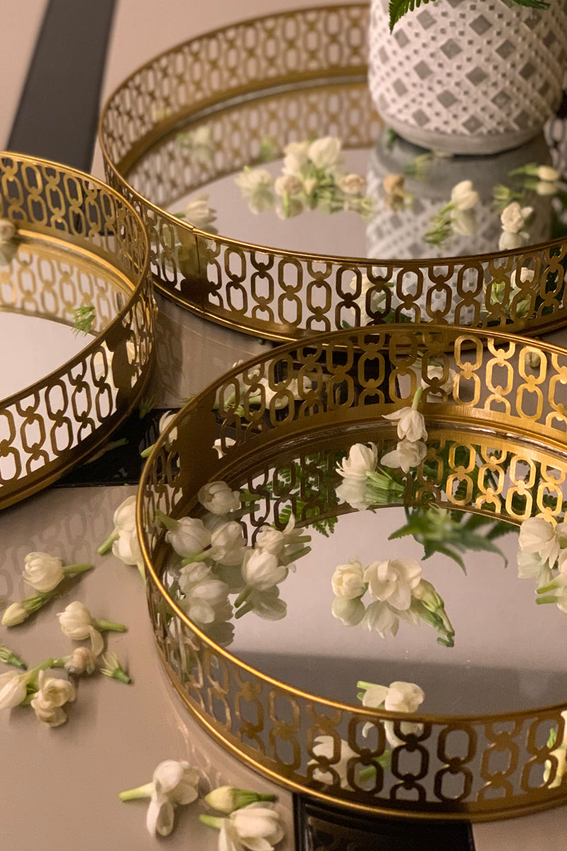 Circ Mirror Tray Set