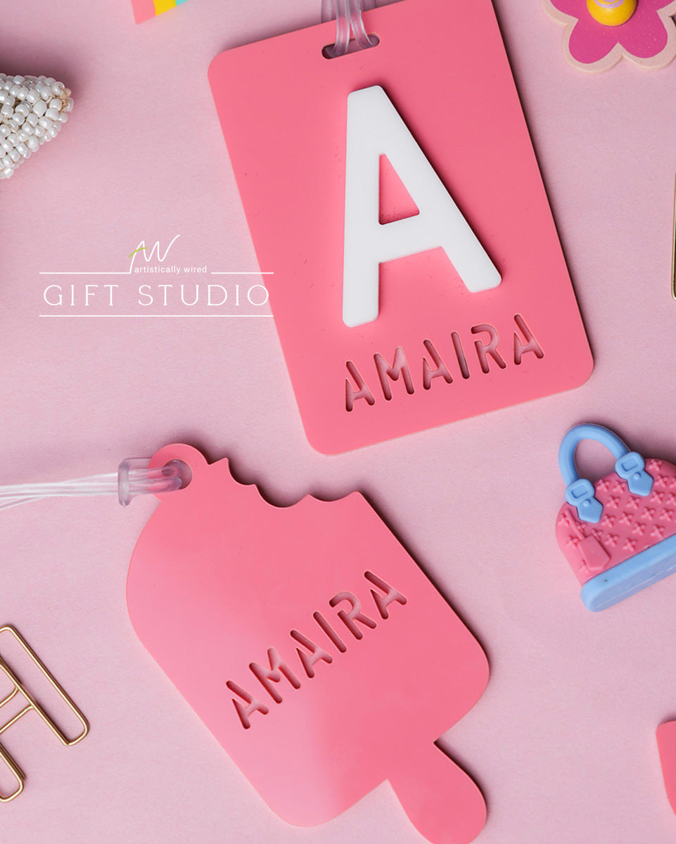 Kids Name Tag Gift Set - Berry Pink