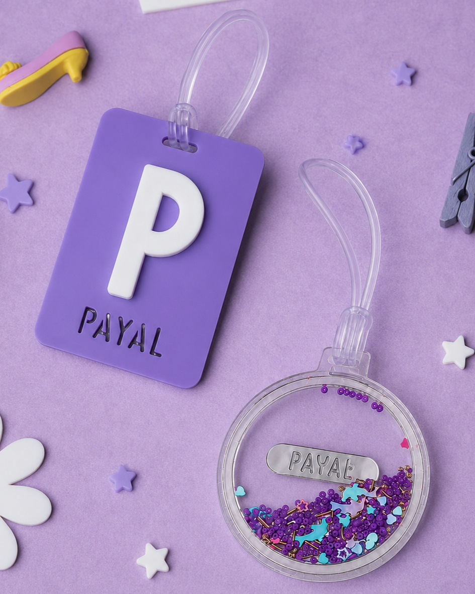 Block Letter + Confetti Tag - Very Peri