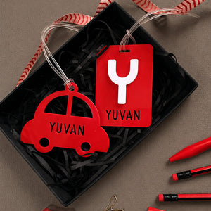 Kids Name Tag Gift Set - CAR (Red)