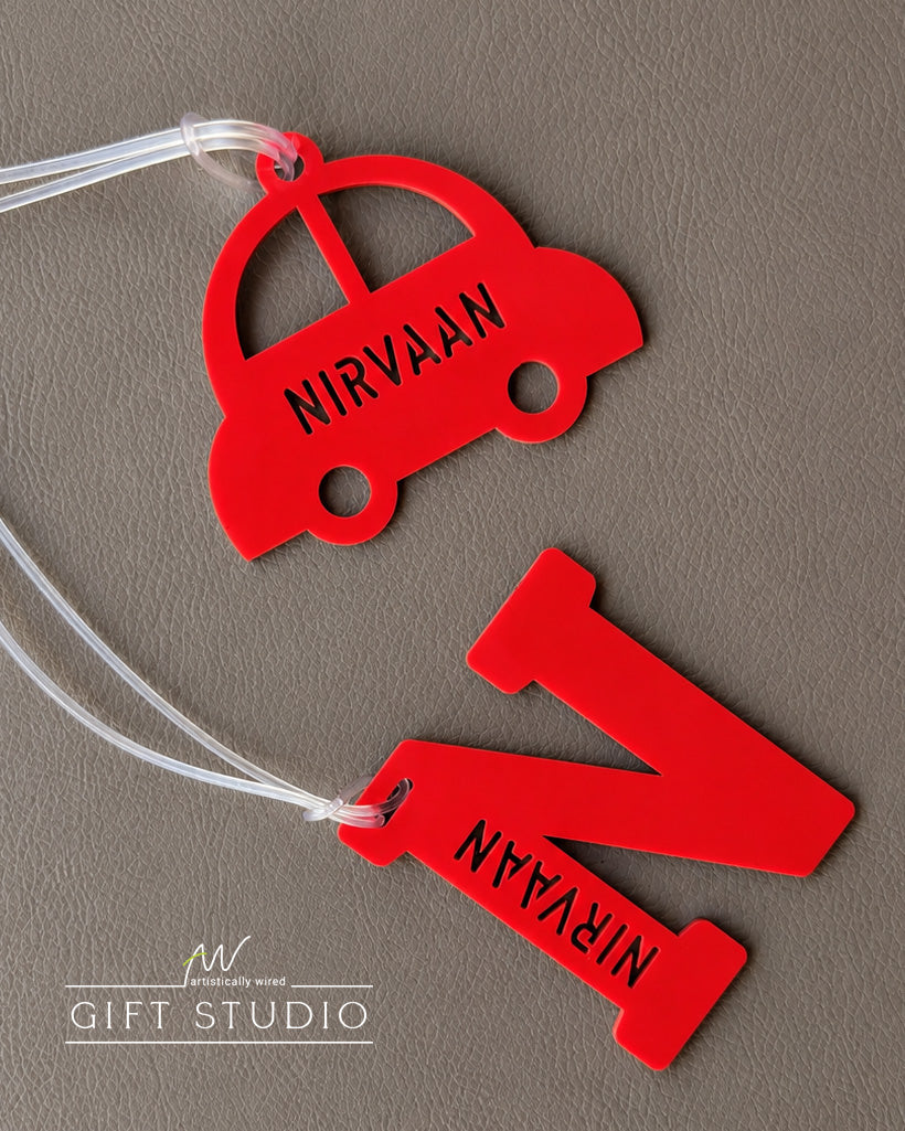 Kids Name Tag Gift Set - Fiery Red