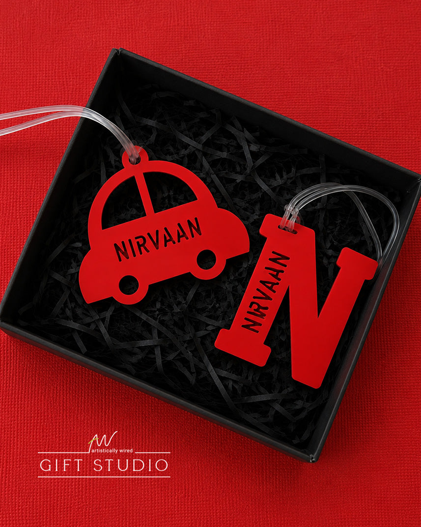 Kids Name Tag Gift Set - Fiery Red