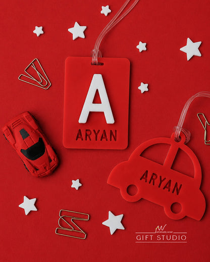Kids Name Tag Gift Set - Fiery Red